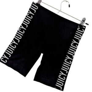 NWOT! JUICY COUTURE! ADORABLE BLACK, WHITE SPANDEX LOGO LEG BIKE SHORTS! SZ  M